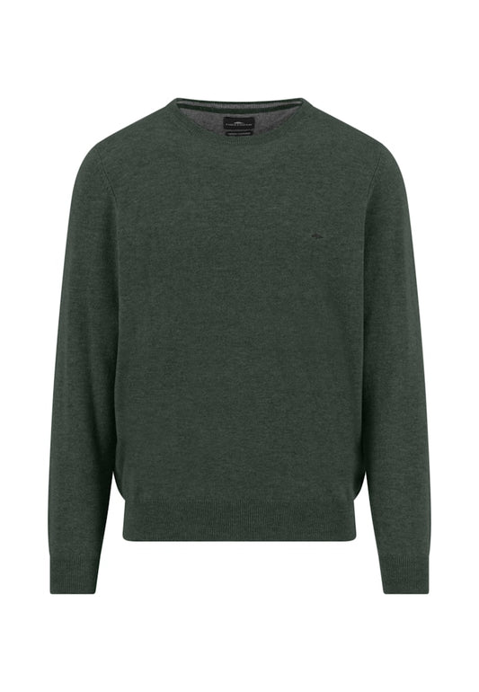 Fynch-Hatton Dark Ivy Merinos-Kashmir Crewneck Knit