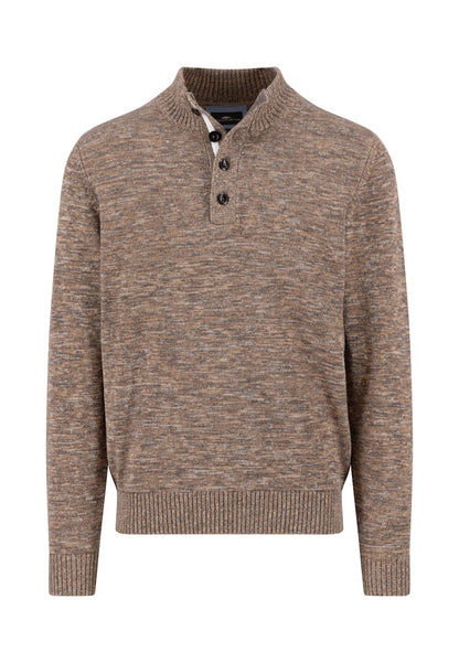 Fynch-Hatton Buttoned Melange Troyer Half-Zip Knit