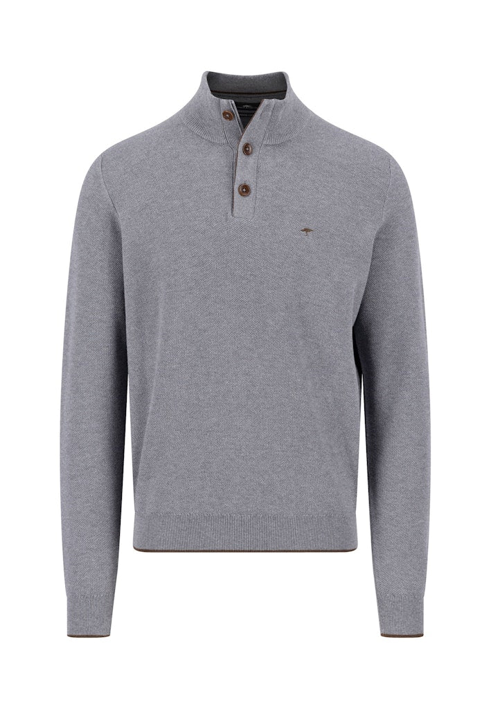 Fynch-Hatton Steel Buttoned Half-Zip Knit