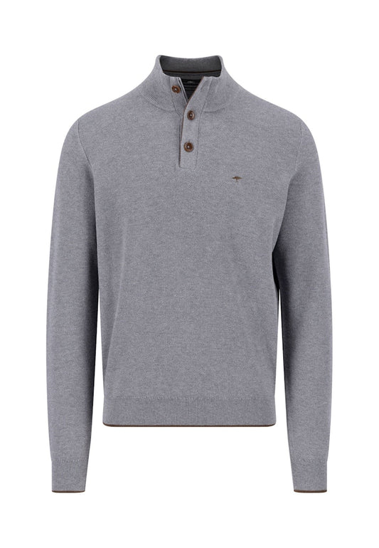 Fynch-Hatton Steel Buttoned Half-Zip Knit