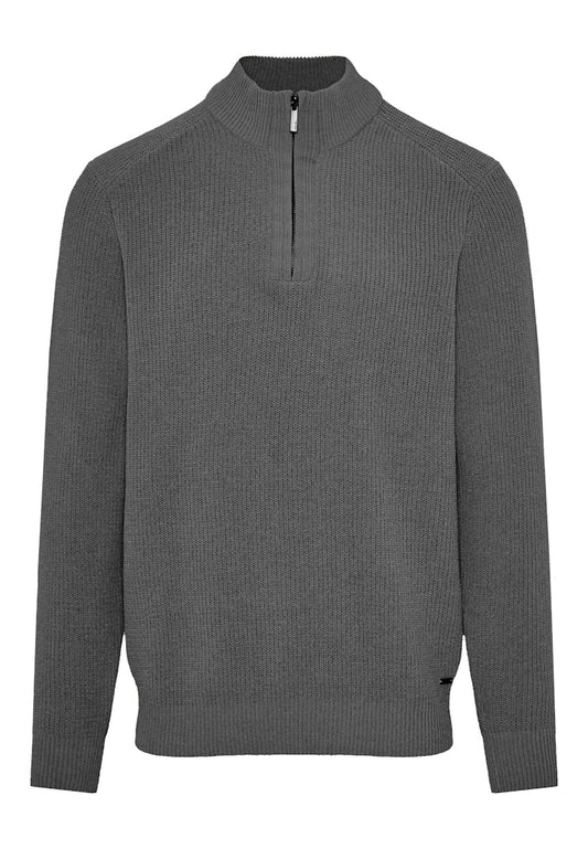 Funky Buddha DK Grey Half-Zip Knitted Sweater