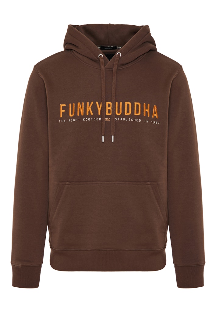 Funky Buddha Logo Embroidered Espresso Hoodie