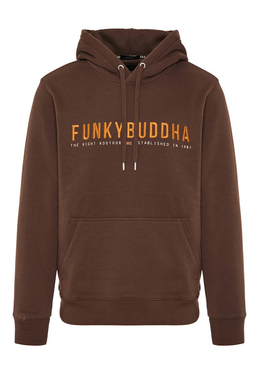 Funky Buddha Logo Embroidered Espresso Hoodie