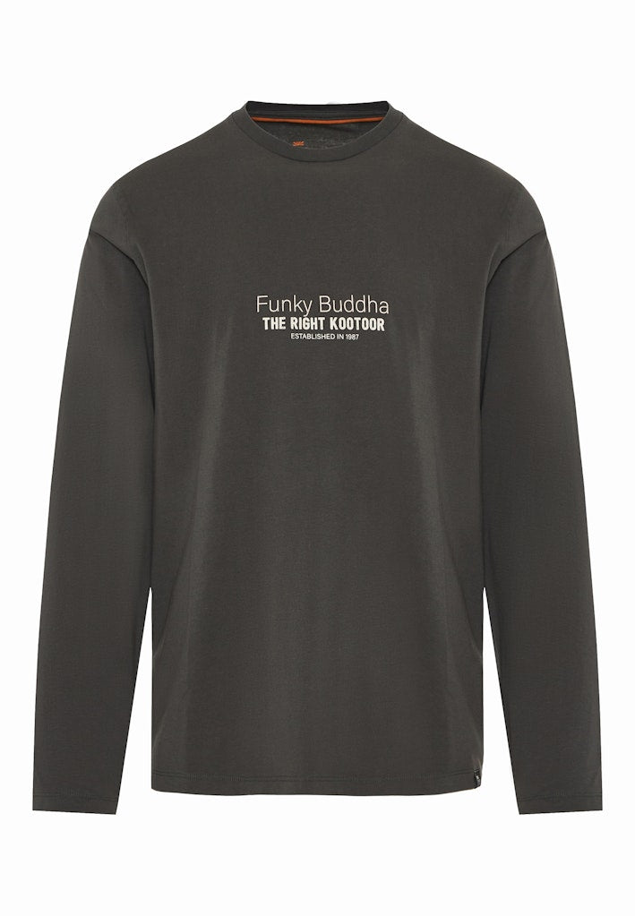 Funky Buddha Long Sleeved Forest Night Branded Print Crewneck
