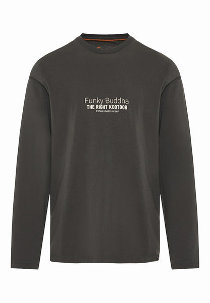 Funky Buddha Long Sleeved Forest Night Branded Print Crewneck