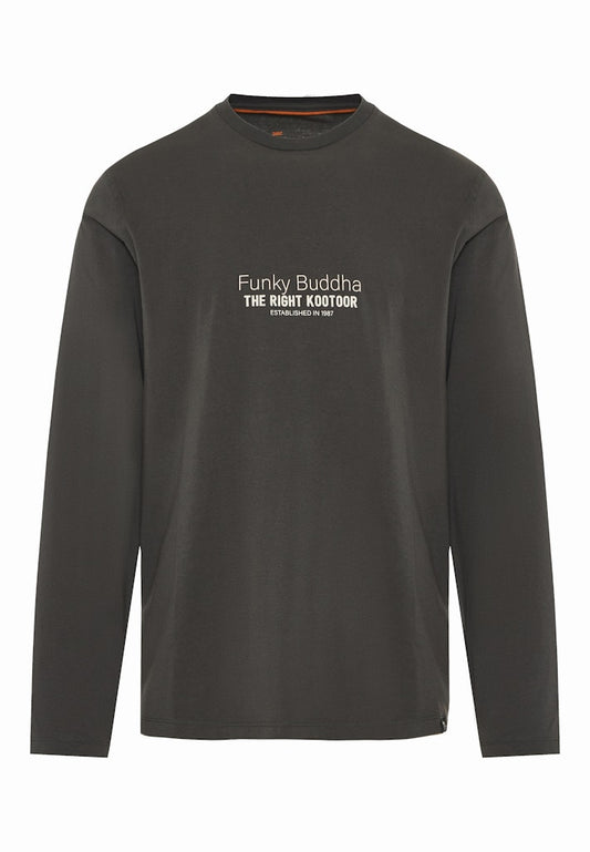 Funky Buddha Long Sleeved Forest Night Branded Print Crewneck