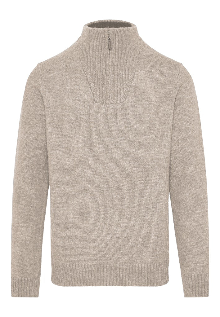 Funky Buddha Beige Half-Zip Knitted Sweater