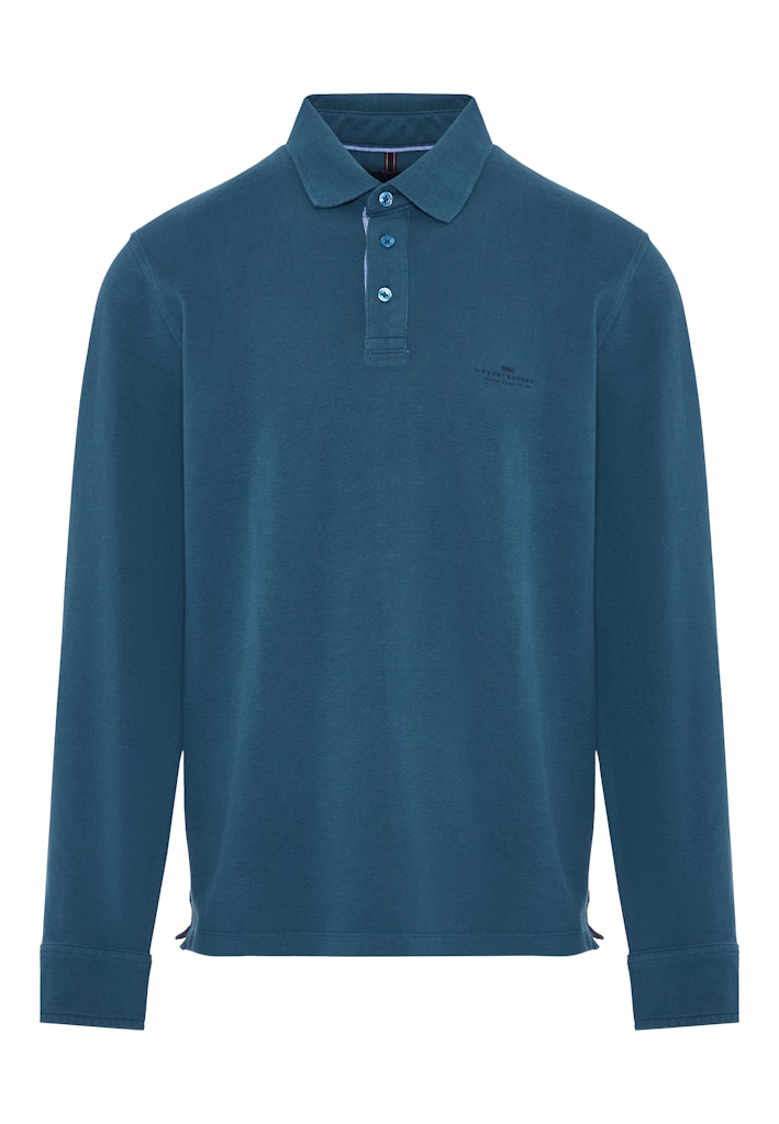 Funky Buddha Long Sleeved Indian Teal Polo Shirt