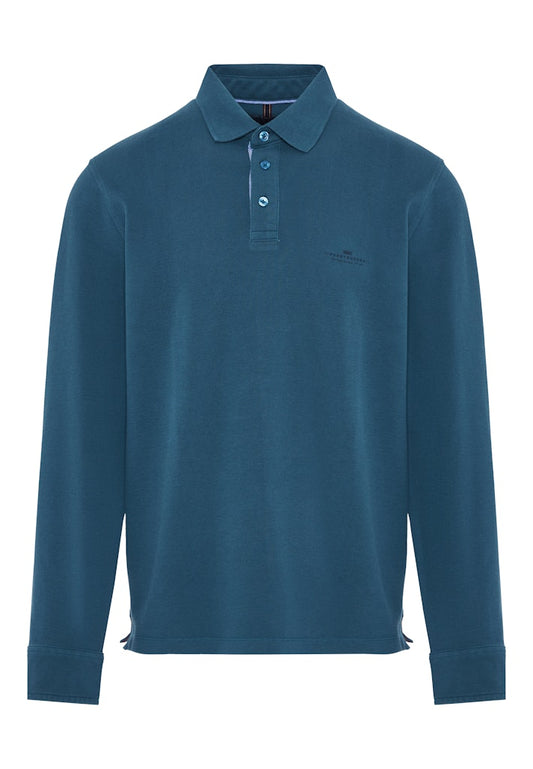 Funky Buddha Long Sleeved Indian Teal Polo Shirt