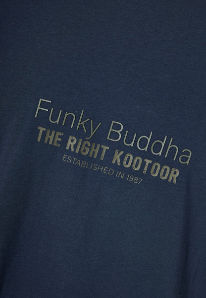 Funky Buddha Long Sleeved Navy Branded Print Crewneck