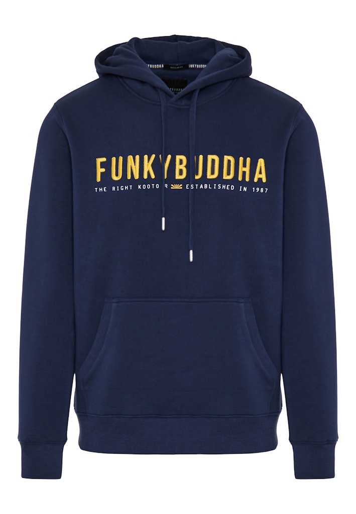Funky Buddha Logo Embroidered Navy Hoodie