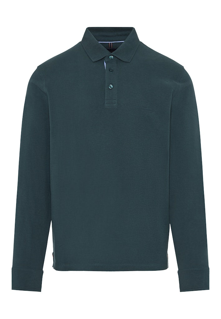 Funky Buddha Long Sleeved Pine Green Polo Shirt
