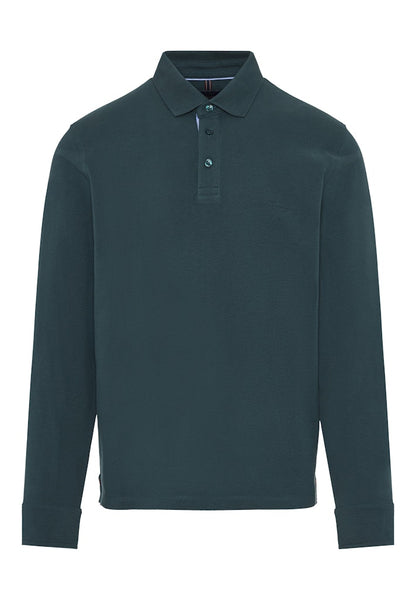 Funky Buddha Long Sleeved Pine Green Polo Shirt