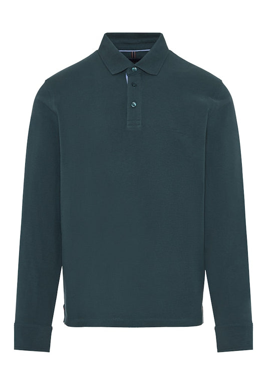 Funky Buddha Long Sleeved Pine Green Polo Shirt