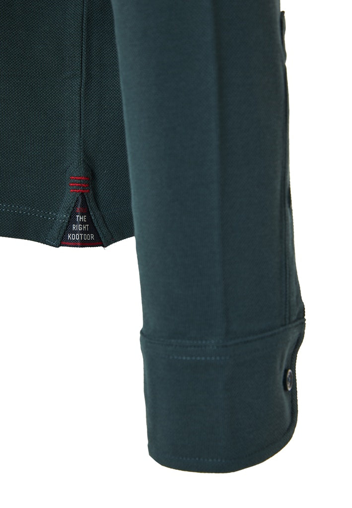 Funky Buddha Long Sleeved Pine Green Polo Shirt