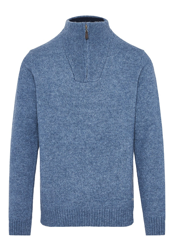 Funky Buddha Stone Blue Half-Zip Knitted Sweater