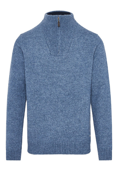Funky Buddha Stone Blue Half-Zip Knitted Sweater
