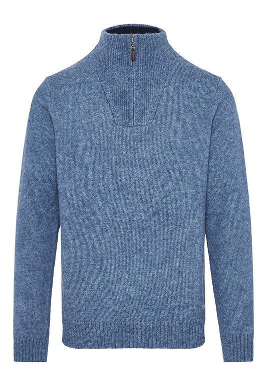 Funky Buddha Stone Blue Half-Zip Knitted Sweater
