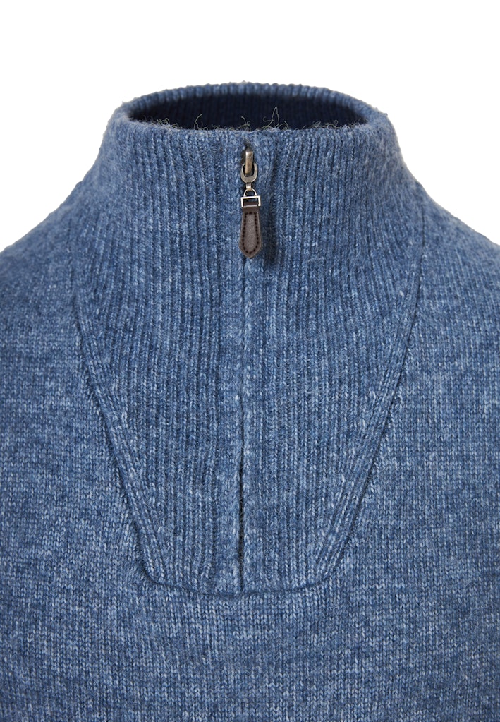 Funky Buddha Stone Blue Half-Zip Knitted Sweater