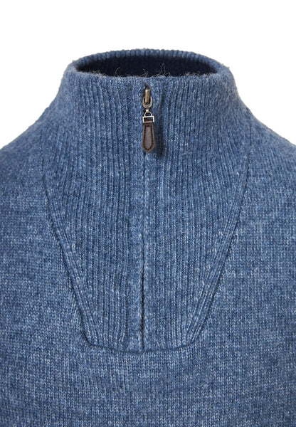 Funky Buddha Stone Blue Half-Zip Knitted Sweater
