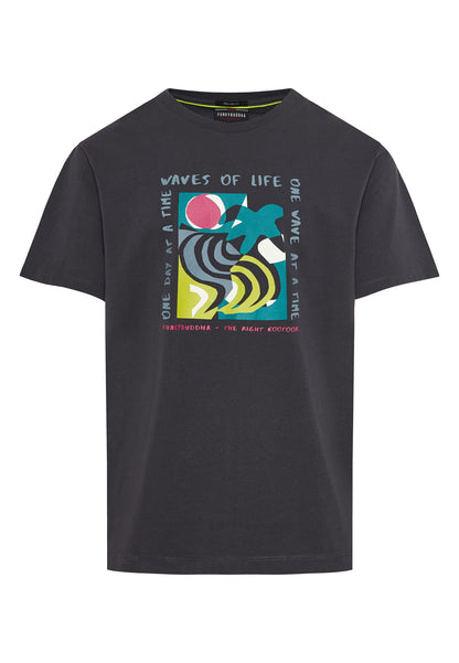 Funky Buddha Relaxed Fit Anthracite Abstract Print T-Shirt