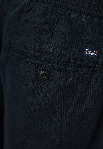 Funky Buddha Comfort Fit Black Linen Pants