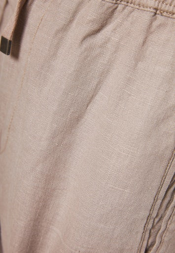 Funky Buddha Comfort Fit Garment Dyed Greige Linen Βερμούδα
