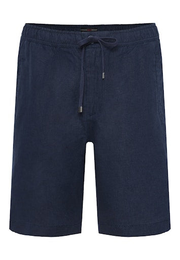 Funky Buddha Comfort Fit Garment Dyed Navy Linen Βερμούδα