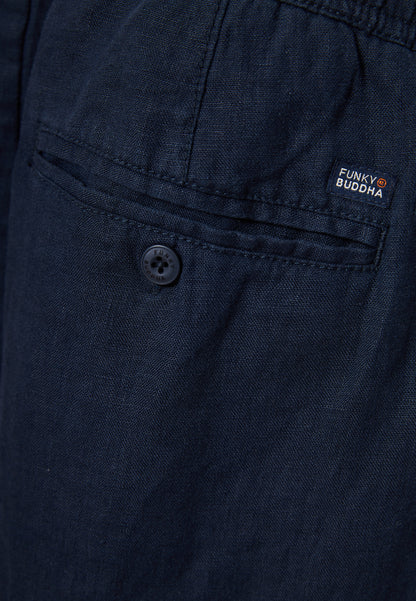 Funky Buddha Comfort Fit Navy Linen Pants