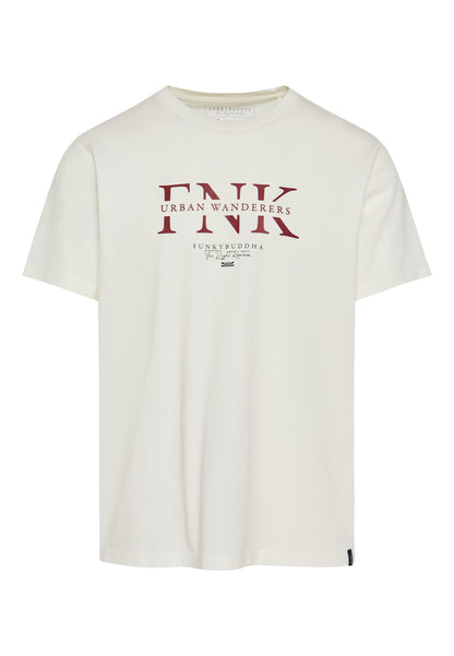 Funky Buddha Off White Print T-Shirt