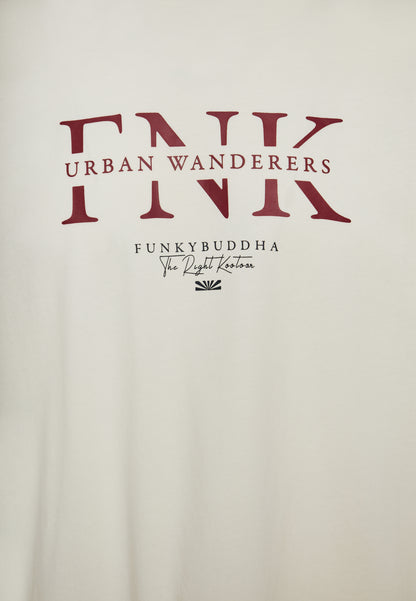 Funky Buddha Off White Print T-Shirt