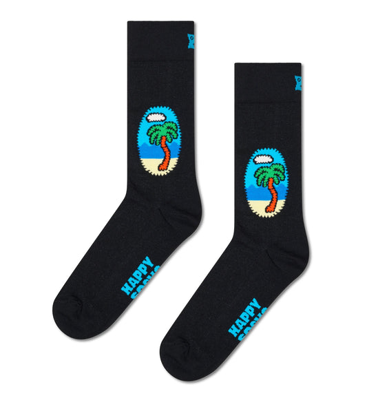 Happy Socks Palm Black Sock