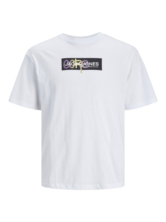 Jack&Jones T-Shirt White JCOAOP PRINT TEE SS CREW NECK