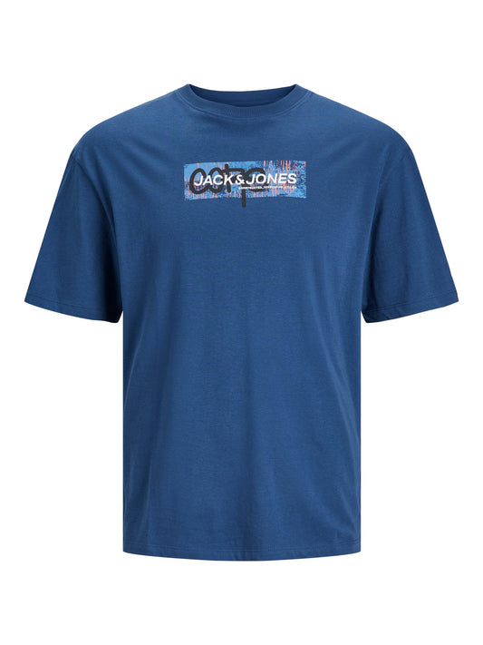 Jack&Jones T-Shirt Ensign Blue JCOAOP PRINT TEE SS CREW NECK