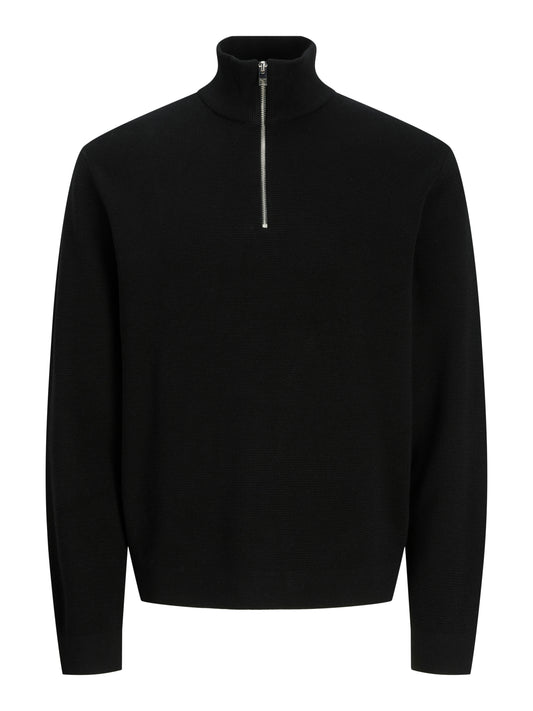 Jack&Jones JPRCCMILANO STITCH Black Knit Half-Zip