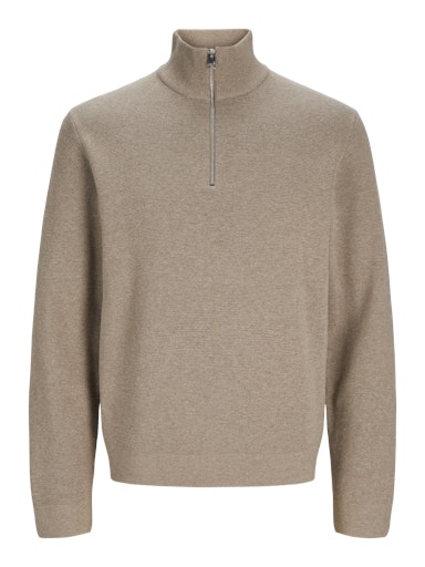 Jack&Jones JPRCCMILANO STITCH Greige Knit Half-Zip