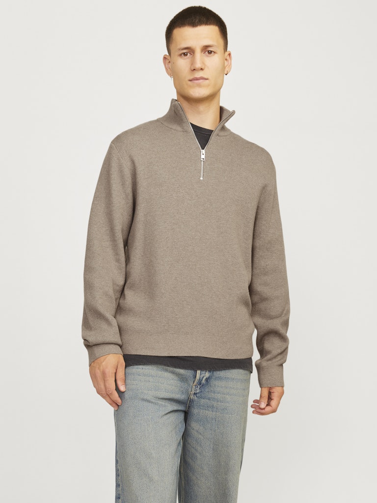Jack&Jones Greige Melange JPRCCMILANO Knit Half-Zip