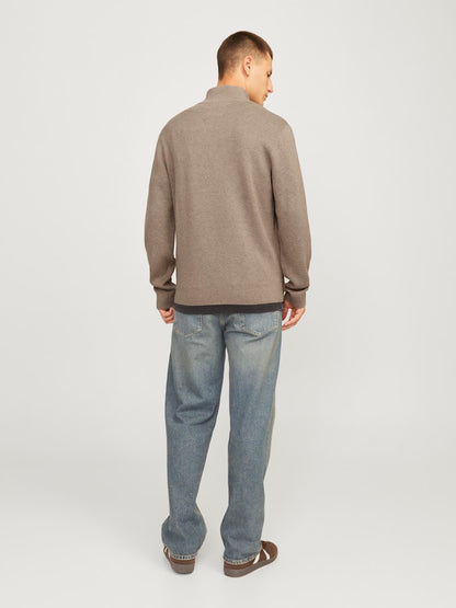 Jack&Jones Greige Melange JPRCCMILANO Knit Half-Zip