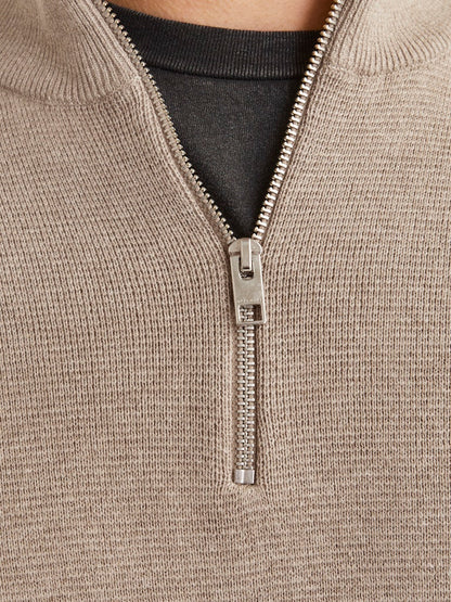 Jack&Jones Greige Melange JPRCCMILANO Knit Half-Zip