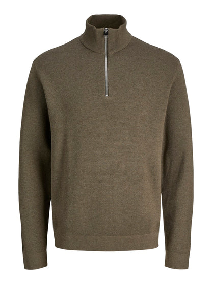 Jack&Jones Stone Grey Melange JPRCCMILANO Knit Half-Zip