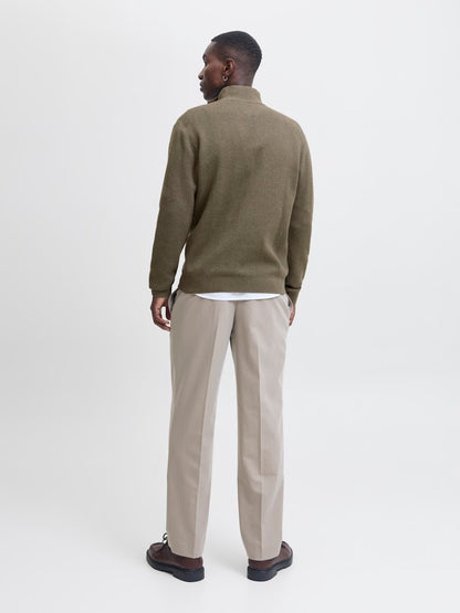 Jack&Jones Stone Grey Melange JPRCCMILANO Knit Half-Zip