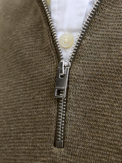 Jack&Jones Stone Grey Melange JPRCCMILANO Knit Half-Zip