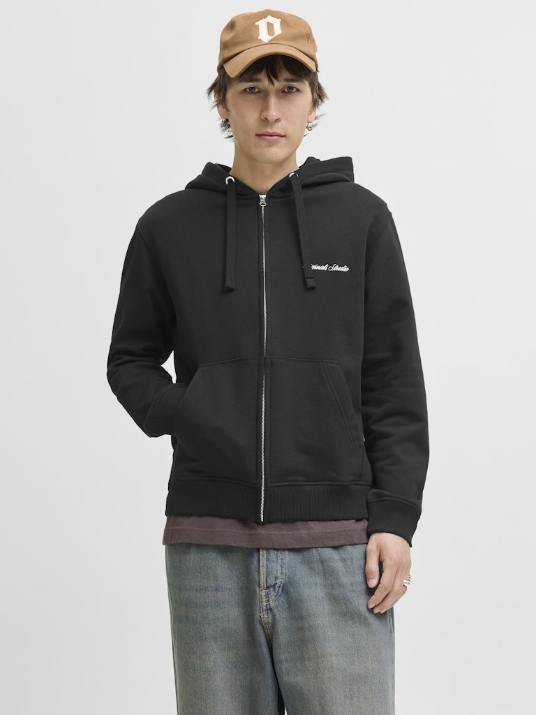 Jack&Jones Black Full Zip Hoodie