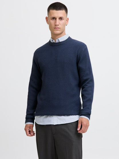 Jack&Jones JPRBLAREAGAN Dark Navy Knitted Crewneck Sweater
