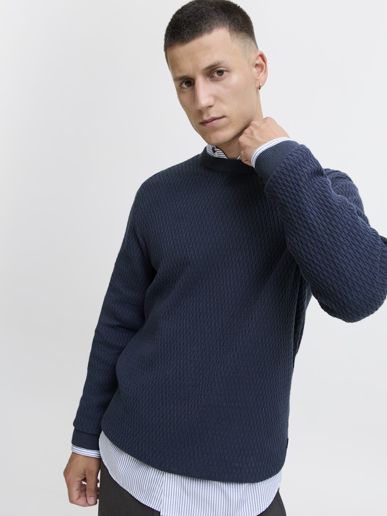 Jack&Jones JPRBLAREAGAN Dark Navy Knitted Crewneck Sweater