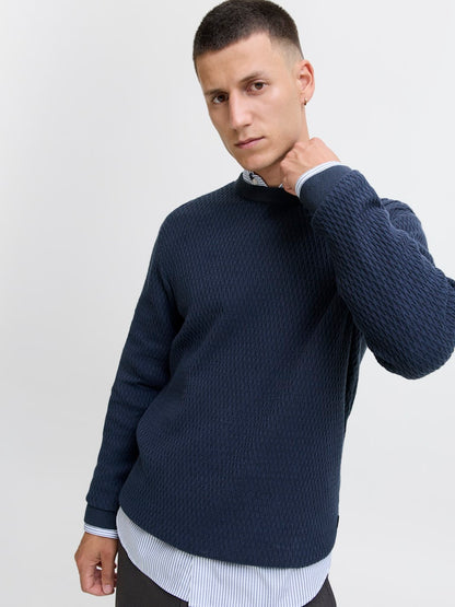 Jack&Jones JPRBLAREAGAN Dark Navy Knitted Crewneck Sweater