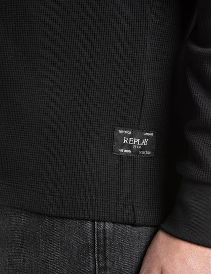 Replay Long Sleeved Black Crewneck