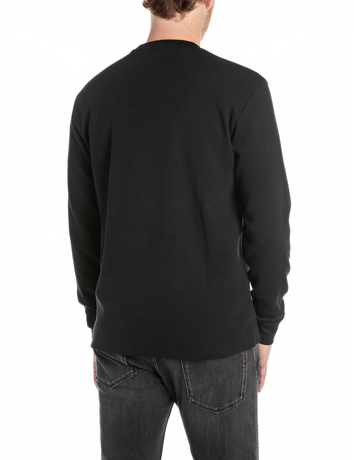 Replay Long Sleeved Black Crewneck