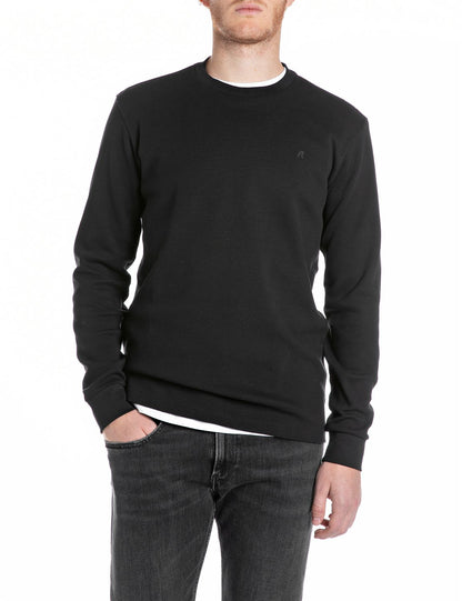 Replay Long Sleeved Black Crewneck