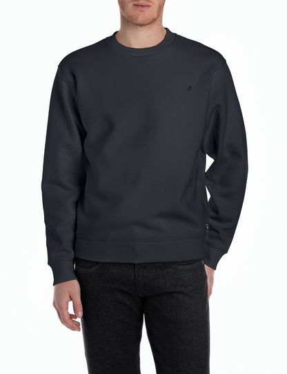Replay Cotton-Blend Black Crewneck Sweatshirt